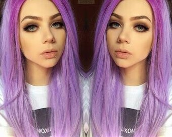 20 inch multi tonal purple 100% human hair wig