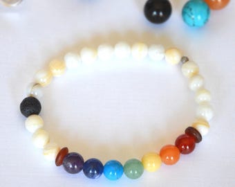 Chakra Lava Stone Stretch Bracelet