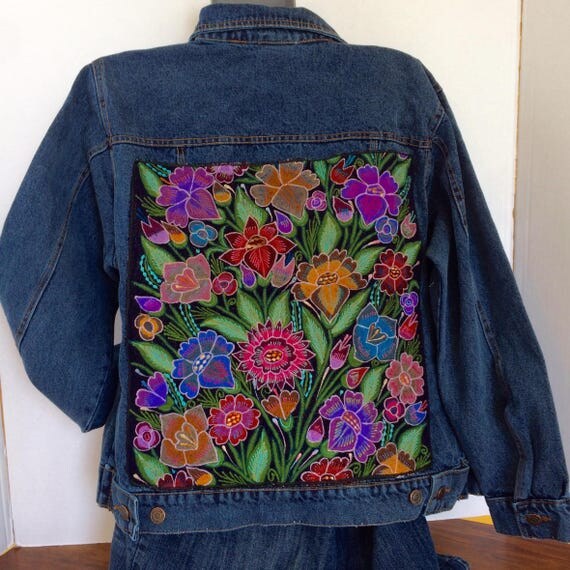 Embroidered Jean Jacket. Chiapas embroidery. Wearable Denim