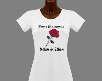 T-shirt women white mother's day personalized with name
