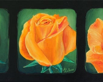 FLOWERS - Acrylic painting on canvas triptych roses""