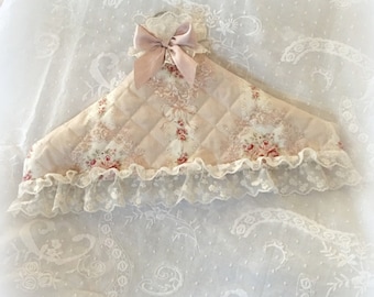 Wooden hanger and its shabby chic and lace cover