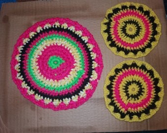 Handmade potholders and trivets set