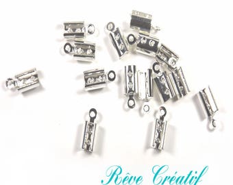 50 Embouts à écraser Plier Caches Noeud Métal Argenté Clair 7.5mm x 5.2mm
