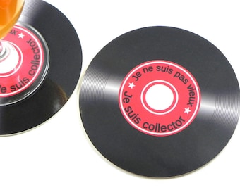 Underneath glass anniversary gift 45 RPM vinyl record I'm not old I am collector coaster round coaster music