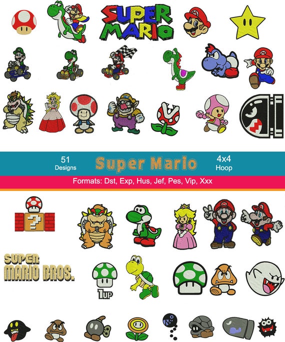 51 Super Mario Embroidery Designs Mario Kart Embroidery