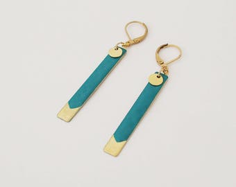 Lilou green - turquoise jewelry enamel earrings