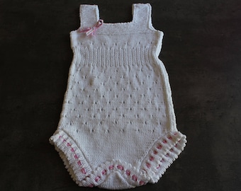 White openwork onesie 3-6 months