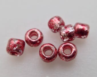 2.9 / seed beads glass silver Red Metallic 2mm 40gr