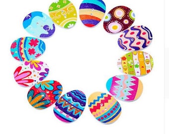 Set of 10 wooden Easter egg buttons