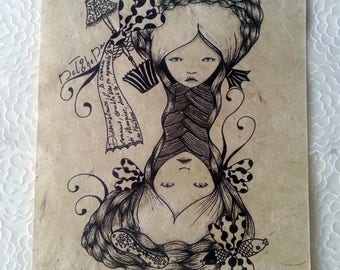 "Duality" digital print on handmade Lokta paper