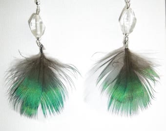 Blue Peacock feather earring