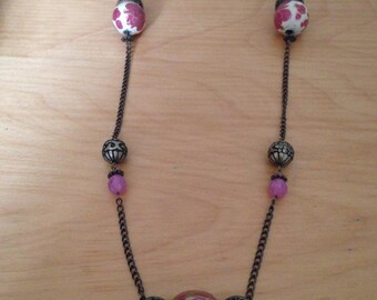 Lovely bronze necklace and Pearl Pink and gold