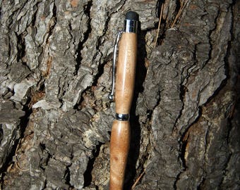 "Eden Golden" touch ballpoint pen turned by hand in Elm Burl wood