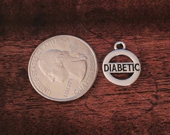 2 Diabetic Charms Antique Silver