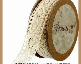 Spool of beige lace 20 mm x 5 m - new