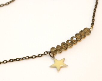 Star Light Yellow faceted beads necklace