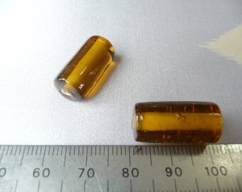 Set of 2 vintage mustard glass beads