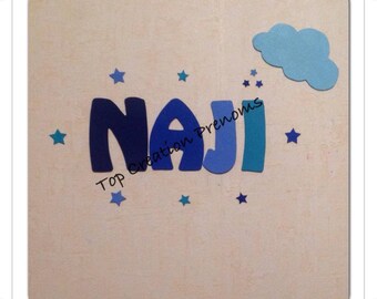 Name personalized - 15 cm tall no glitter painted wood letter