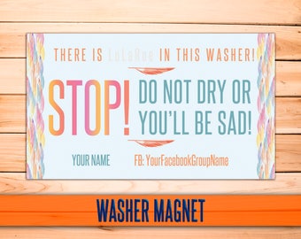 Washer Magnet; Stop Magnet; lulalaundry magnet, laundry, care magnet; or youll be sad, Business Card Size; PERSONALIZED!