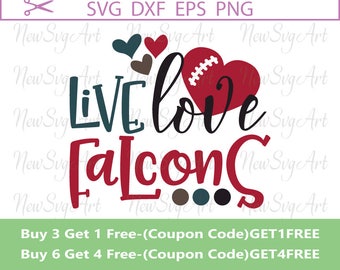 Live Love Falcons Svg, Football Svg, Design for Silhouette, Ccricut, Vinyl Design, Svg Sayings, Live Love Football Svg, Svg Quotes, SVG025