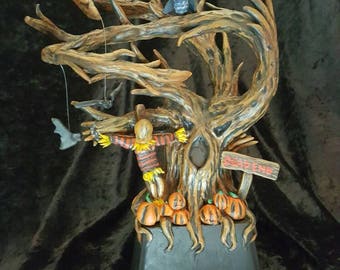 Halloween sculpture. Hand sculpted and painted ooak. Decorative table piece