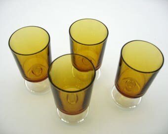 4 stemmed glasses Luminarc Cavalier vintage yellow
