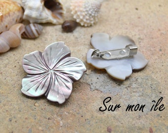 broche nacre fleur "Tiaré Tahiti"