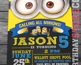 MINION INVITATION with FREE Thank you card! Minion Party Invitation, Minion Birthday Invitation, Minion Birthday Party Invite