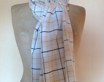 Cheich, écharpe, étole, foulard en coton, jeu de lignes et carreaux.