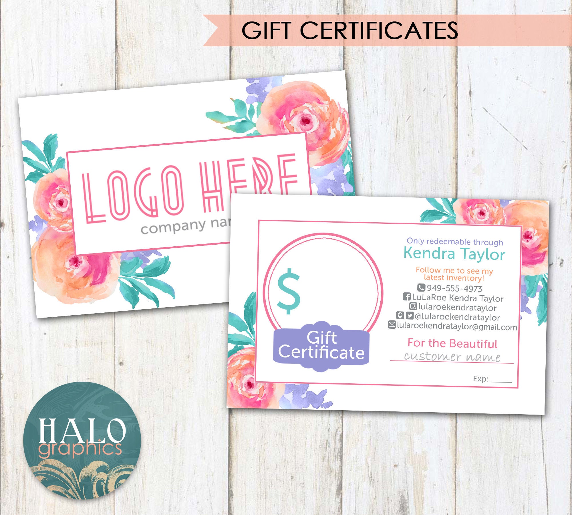 Gift Cards Pink Flowers
