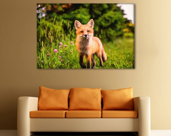 Red fox decor, Fox canvas, Сute canvas, Art fox, zoo art, Interior decor, room design, print poster, art picture, gift
