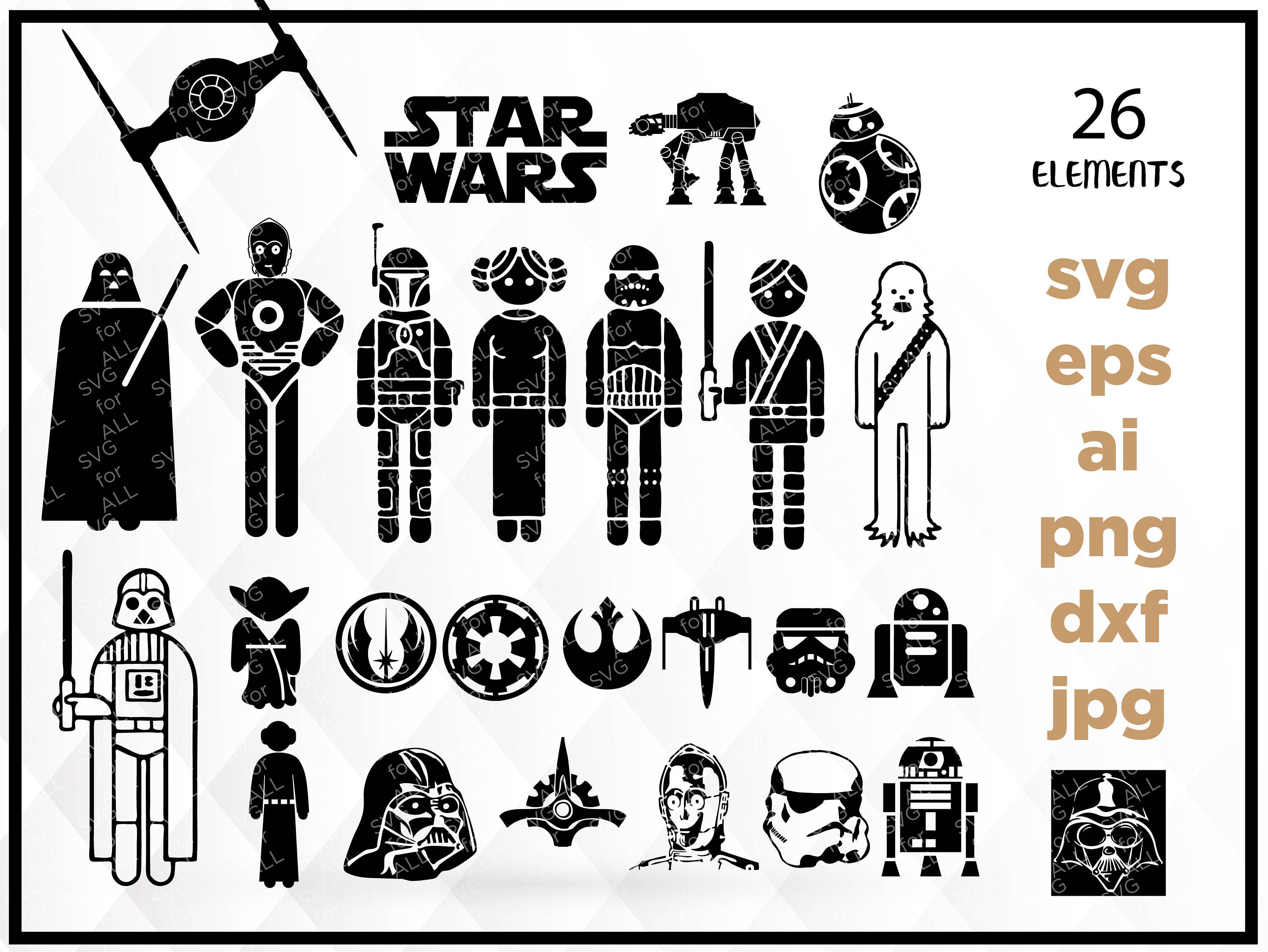 Download Star Wars bundle SVG DXF Png Vector Cut File Cricut Design ...