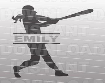 Softball Batter SVG File,Split Monogram SVG -For Commercial & Personal Use- svg file for Cricut,svg file for Silhouette,Vinyl Cut File,htv