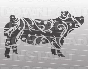 Fancy Decorative Ornate Show Pig SVG File,Stockshow SVG -Commercial & Personal Use- Vector Art for Cricut,Silhouette Cameo,iron on vinyl