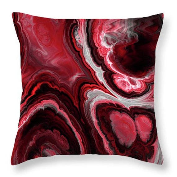 Red Agate Handmade Throw Decorative Designer Artist Created Pillow 16 inch Square with Zipper and Insert