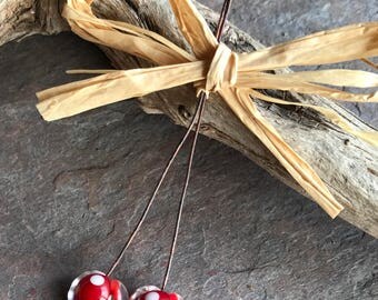 PUFFY HEARTS - Heart Shaped Handmade Lampwork Head Pins - 2 Headpins - #2