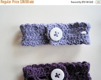 First Fall Sale - 15% Off Button Lace Wrist Cuff in Greyed Lavender Cotton