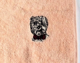 Westie, West Highland White terrier Dog Face Cloth, Embroidered Towel, Dog Gift,