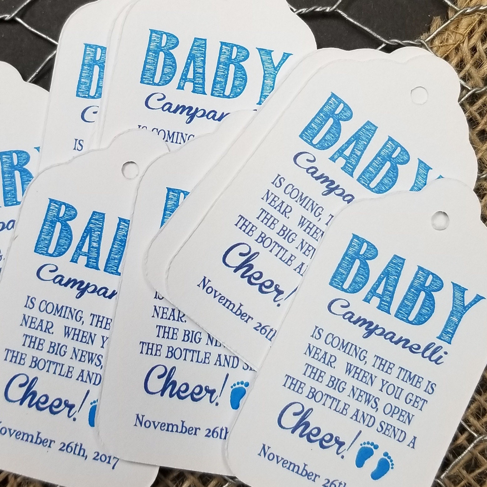 Baby is coming the Time in Near open the bottle Cheer favor tag MEDIUM Tags ...