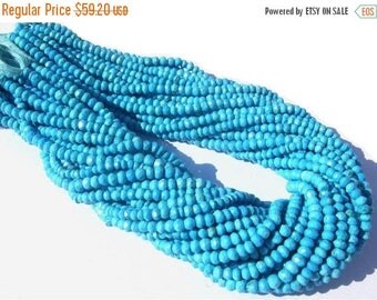50% Off Sale 14 inches Sleeping Beauty Genuine Turquoise Micro Faceted Rondelles Size 3.5 - 4mm Very Very Gorgeous