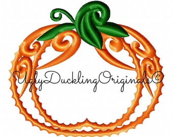 Swirl Pumpkin Applique Design Original Artwork by UDOAppliques™ Machine Embroidery Digital Download