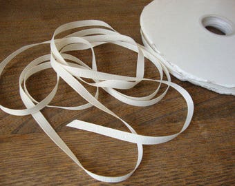 Ivory ribbon trim grosgrain ribbon destash 6 yards 1/4 DIY wedding crafts supplies antique white ribbon gift wrap packaging ties hat&hair