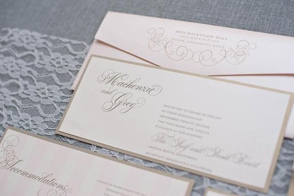 blush pink and gold wedding invitations
