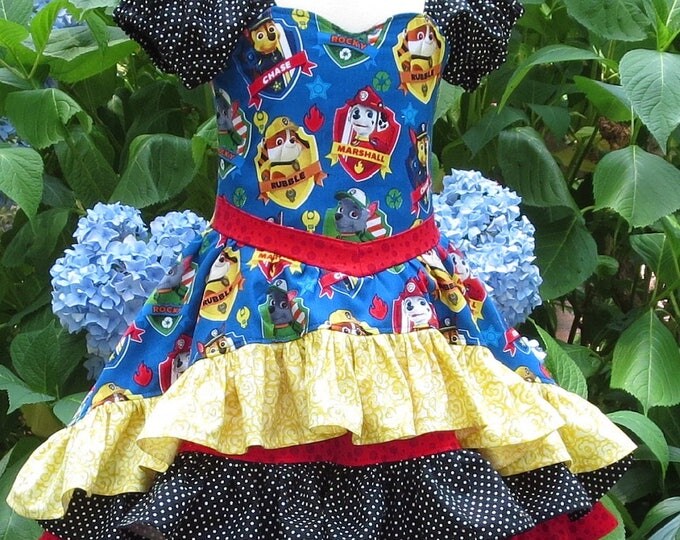 Paw Patrol Birthday - Paw Patrol Party - Birthday Outfit - Toddler Birthday - Baby Girl Dress - Girls Ruffle Dress - sizes 6 month to 10 yrs