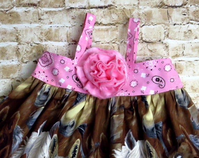Baby Western Dress - Baby Cowgirl Dress - Toddler Cowgirl - Barnyard Birthday - Rodeo Outfit - Pink Bandanna - Cowgirl Birthday 6 mo/8 yrs