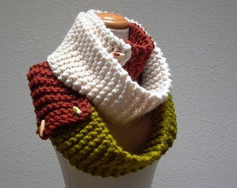 as you like it. knitting pattern convertible cowl neck scarf wardrobe . chunky knit button scarf pdf . easy beginner knit pattern tutorial
