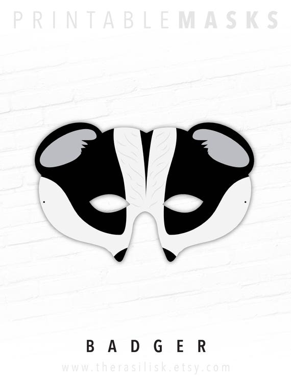 Badger Mask Honey Badger Mask Printable Mask Animal Mask