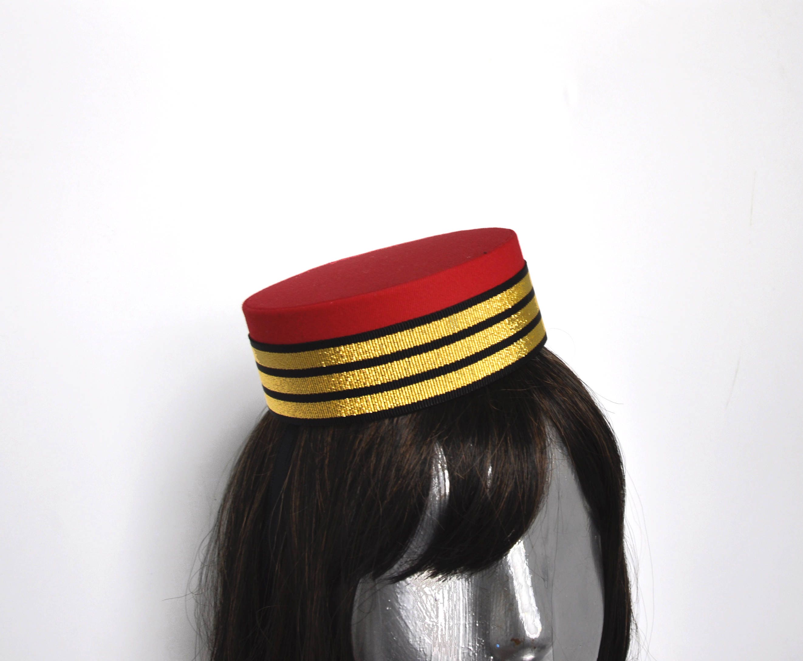 Pillbox Hat in Red Classic Cigarette Girl or Usher or