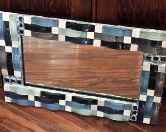 Silver Waves Mosaic Mirror
